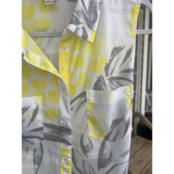 Merona Women’s Button Up Sleeveless Pineapple Print Top Size L - Picture 7 of 8